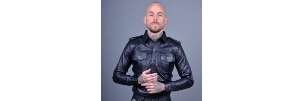 Leather shirt, long sleeve