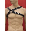 Chest harness Freestyle, leather, black/gray