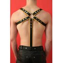 Harness "M-Design", exclusive, leather, black/yellow. Slingking™