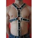 Harness Y-Front, with penis strap, leather, black/white....