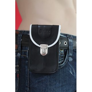 Gürteltasche, Smartphone Tasche, Leder, schwarz / weiss