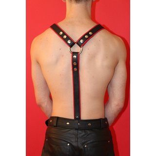 Harness Y-Design, Exklusiv, Leder, schwarz/rot. Slingking&trade;