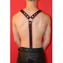 Harness "Y-Design", exclusive, leather, black/red. Slingking™
