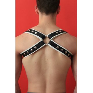 Shoulder harness Cross, leather, black/white. Slingking&trade;