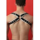 Shoulder harness "Cross", leather, black/white. Slingking™