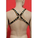 Harness "V-Style", Leder, schwarz/gelb. Slingking™