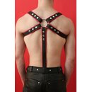 Harness "M-Design", exclusive, leather, black/red. Slingking™