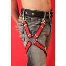 Leg harness, red/black. Slingking™