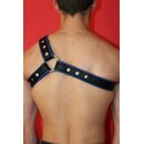 "3 Stripes" chest harness, leather, black/blue....