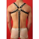 Harness "M-Design", exclusive, leather, black/white. Slingking™