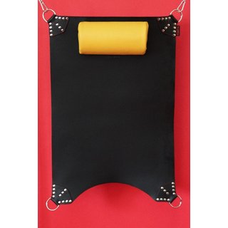 Sling mat, with yellow neck roll and arch. Leather. black. Slingking&trade;