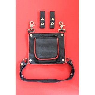 Leder Gürteltasche / Multi-Tasche, schwarz / rot