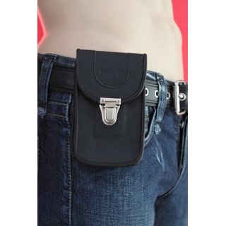 Gürteltasche, Smartphone Tasche, Leder, schwarz / schwarz
