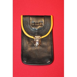 Gürteltasche, Smartphone Tasche, Leder, schwarz / gelb