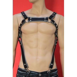 Bulldog harness, Suspender, leather, black/grey. Slingking&trade;