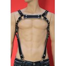 Bulldog harness, Suspender, leather, black/grey....
