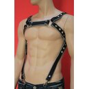 Bulldog harness, "Suspender", leather, black/grey. Slingking™
