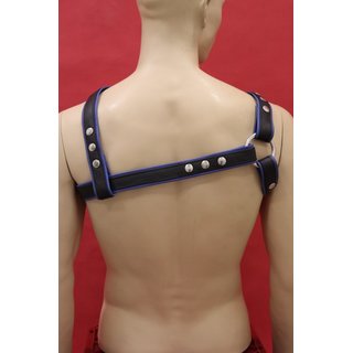 Chest harness Freestyle, leather, black/blue. Slingking&trade;