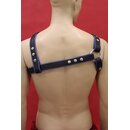 Chest harness "Freestyle", leather, black/blue. Slingking™