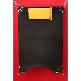 Sling mat, with yellow cushion and arch. Leather, black. Slingking&trade;