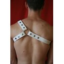 Chest harness "3 stripes", exclusive, leather, white. Slingking™