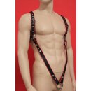 Harness "V-Style", leather, black/red. Slingking™