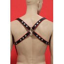 Harness "V-Style", Leder, schwarz/rot. Slingking™