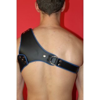 Shoulder Harness, leather, black/blue. Slingking&trade;