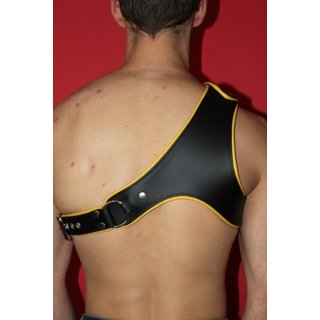 Schulterharness, Leder, schwarz/gelb