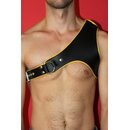 Schulterharness, Leder, schwarz/gelb. Slingking™