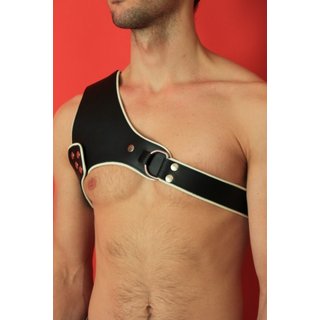 Shoulder Harness, leather, black/white. Slingking&trade;
