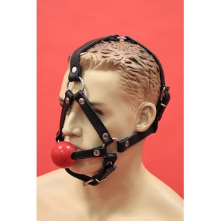 Kopfharness, Leder, schwarz, mit rotem Ballknebel ca.50mm