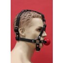 Kopfharness, Leder, schwarz, mit rotem Ballknebel ca.50mm