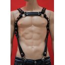 Bulldog chest harness, Suspender, leather, black/black