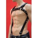 Bulldog harness, "Suspender", leather, black/black. Slingking™