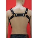 Bulldog harness, "Suspender", leather, black/black. Slingking™