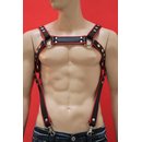 Bulldog harness, Suspender, leather, black/red....
