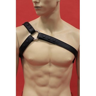 Chest harness 3 stripes, leather, black/black. Slingking&trade;