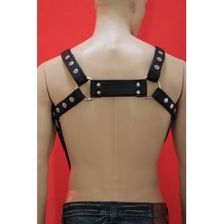 Bulldog harness, V-Style, leather, black. Slingking&trade;