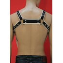 Bulldog harness, "V-Style", leather, black/white. Slingking™
