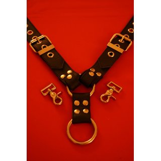 Harness, Gladiator-twin, leather, black. Slingking&trade;