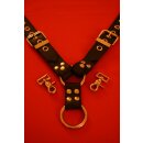 Harness, "Gladiator-twin", leather, black. Slingking™