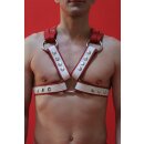 Harness "Cross M", leather, white/red S-M