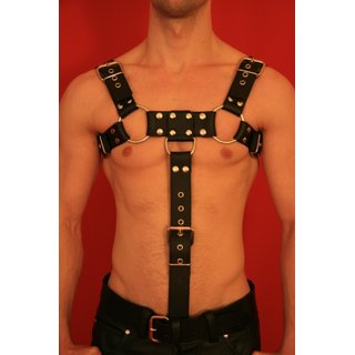 Harness "Bulldog II" with penis strap, leather, black L-XL