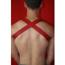 Chest harness "Bulldogcross", exlusive, leather, red XL - XXL