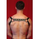 Harness "Holster", leather, black/white S-M