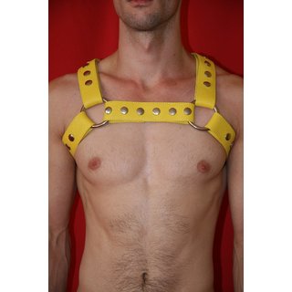 Chest harness Bulldogcross, exlusive, leather, yellow