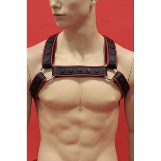 Harness Bulldogcross, leather, black/red. Slingking&trade;