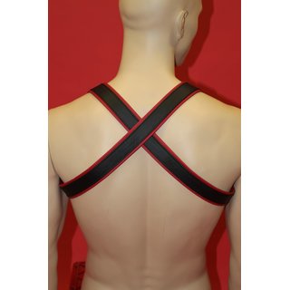 Harness Bulldogcross, leather, black/red. Slingking&trade;