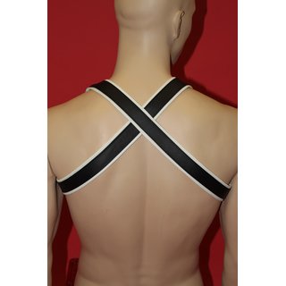 Harness Bulldogcross, leather, black/white. Slingking&trade;